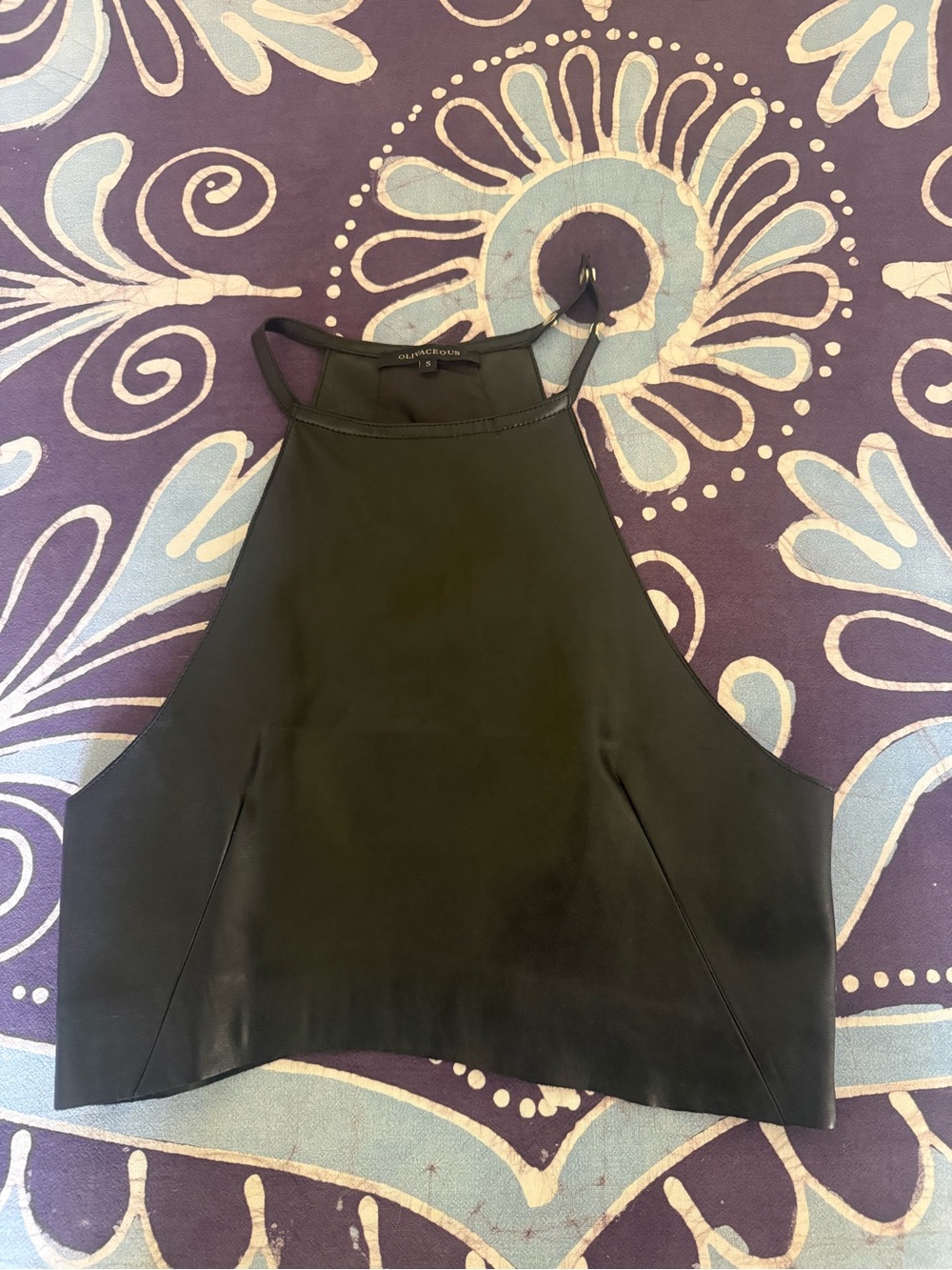 Olivaceous Halter Leather Top